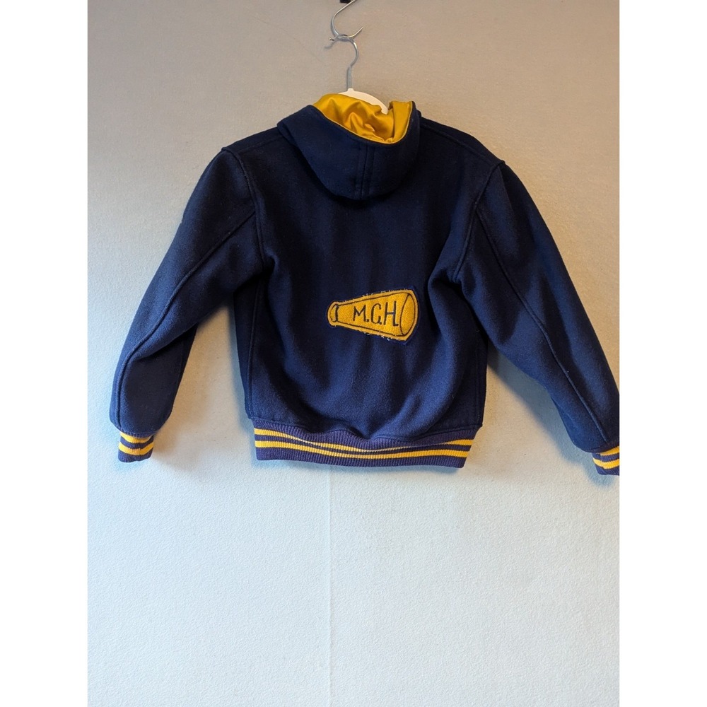 Vtg 1979 Varsity Blue Gold Jacket cheerleader Wool Blend Sz 36 "Laura" & "MCH" - Picture 10 of 13